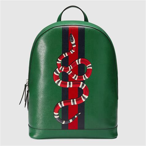 gucci web & snake leather backpack green|Gucci web wallet.